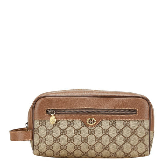 Gucci Beige Brown Pvc Leather Clutch Bag Pouch