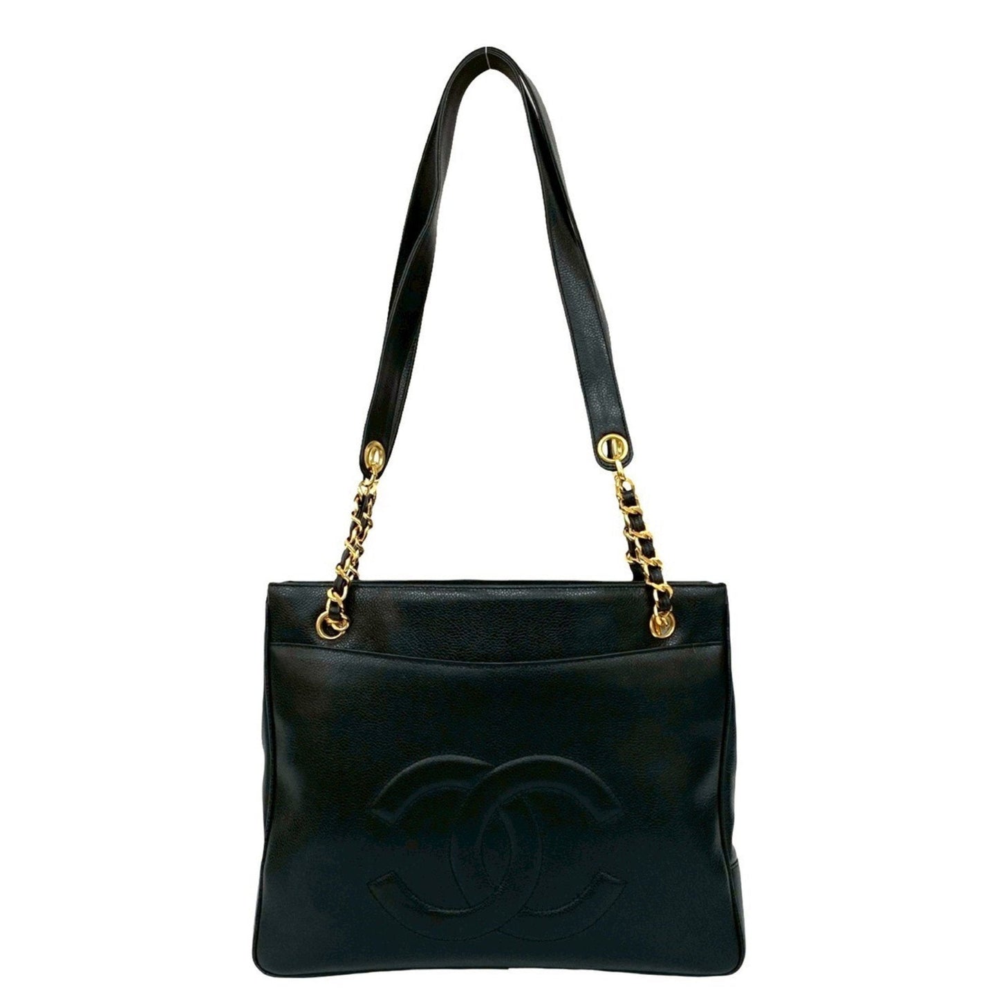 Chanel Black Grained Calfskin Handbag Tote Bag