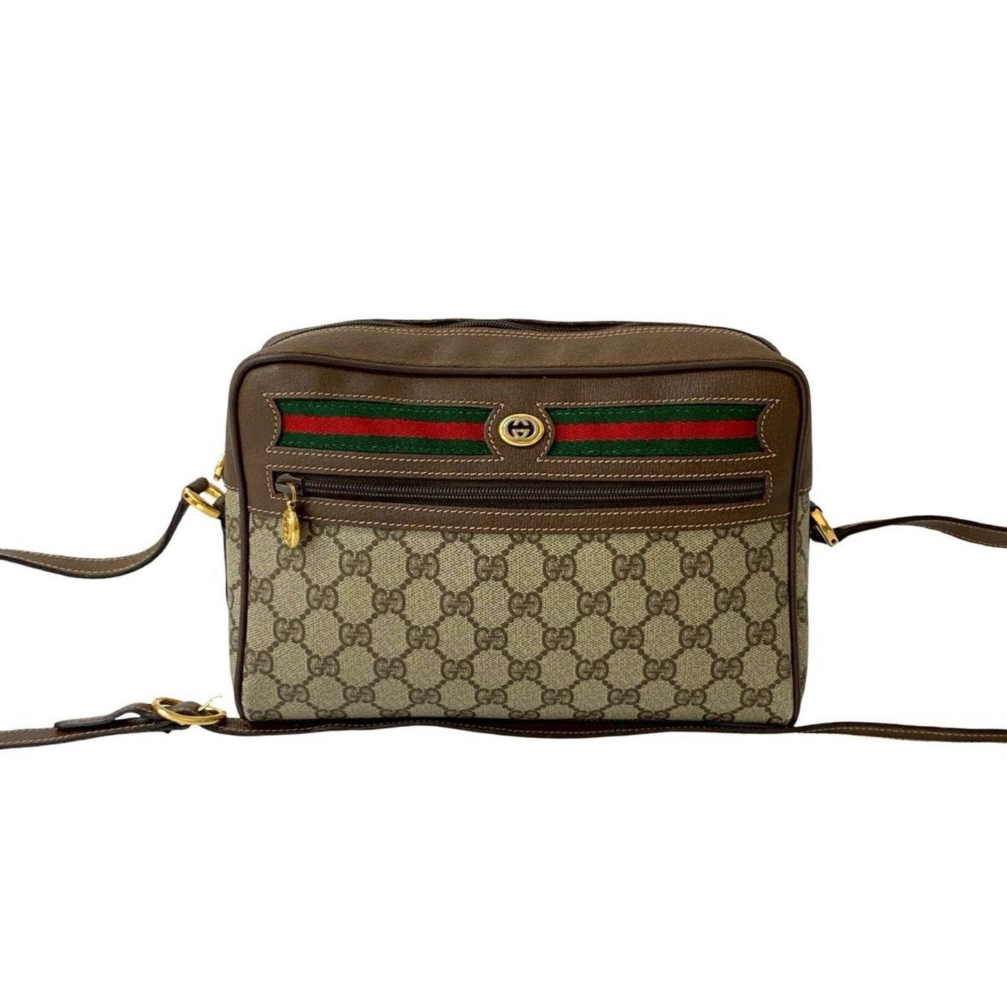Gucci Brown Green Red Color Leather Pvc Pochette Shoulder Bag