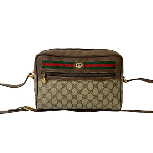 Gucci Brown Green Red Color Leather Pvc Pochette Shoulder Bag
