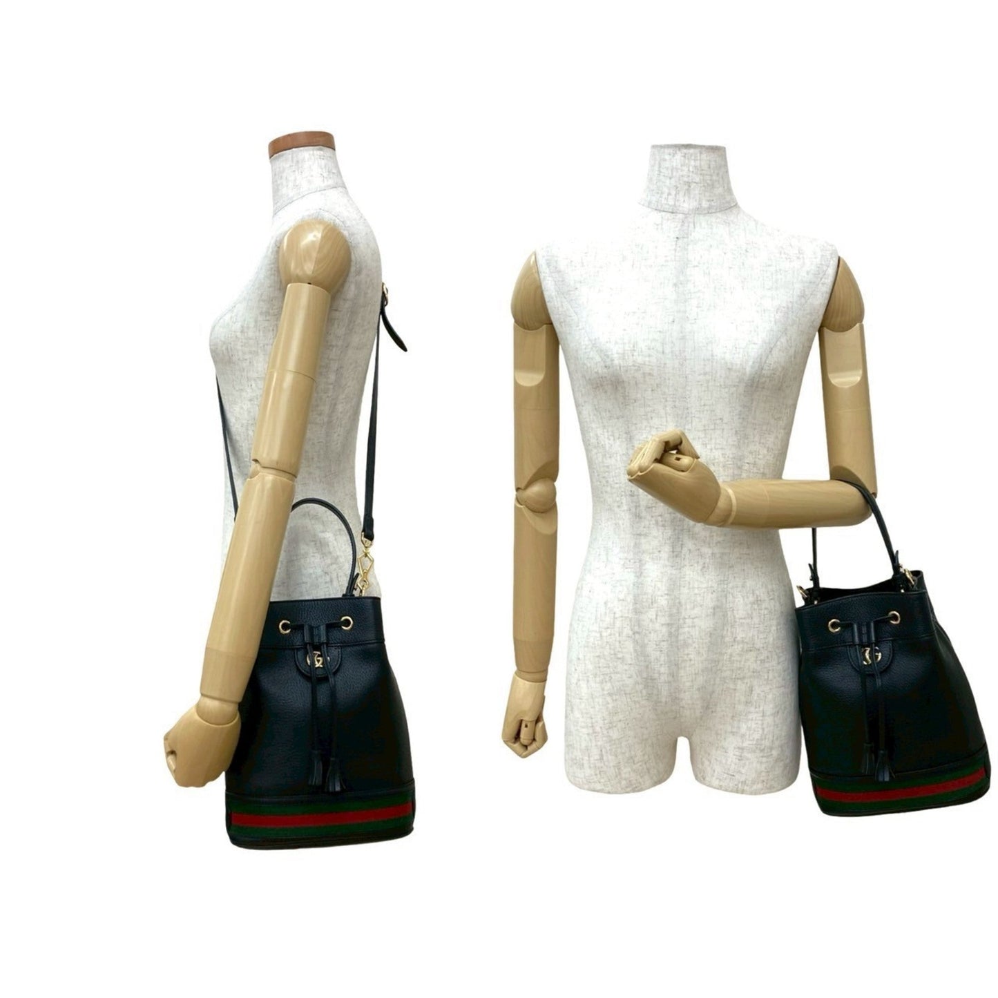 Gucci Black Green Red Color Leather Handbag Shoulder Bag