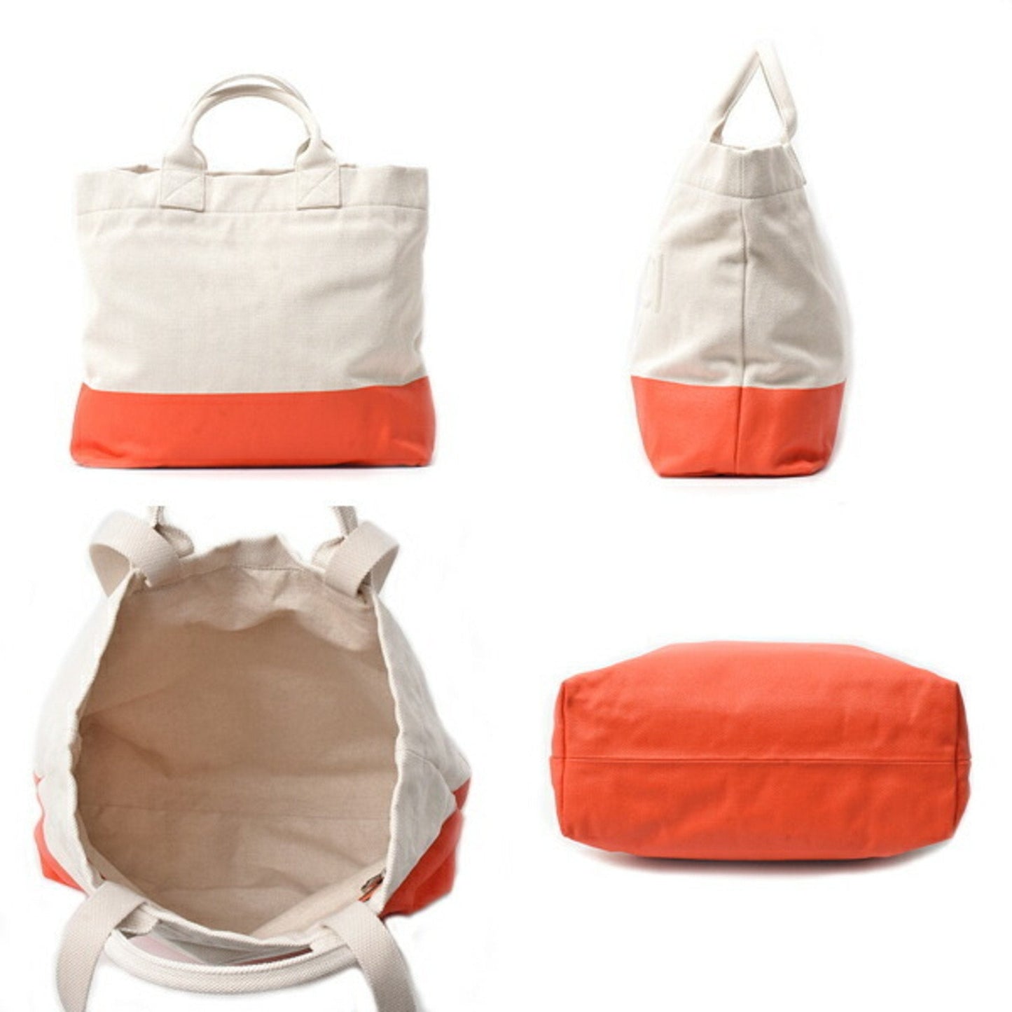 Gucci Orange White Canvas Handbag Tote Bag