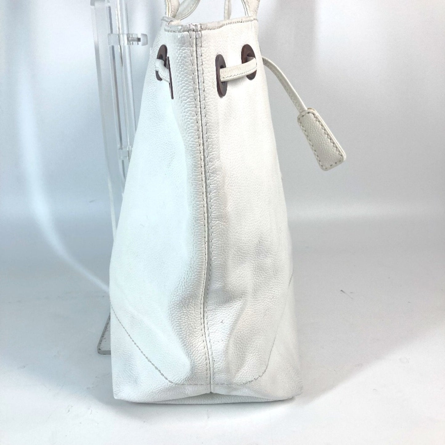 Chanel White Grained Calfskin Handbag Shoulder Bag Tote Bag