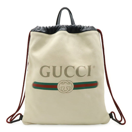 Gucci Green Ivory Red Color Leather Backpack Pouch Tote Bag