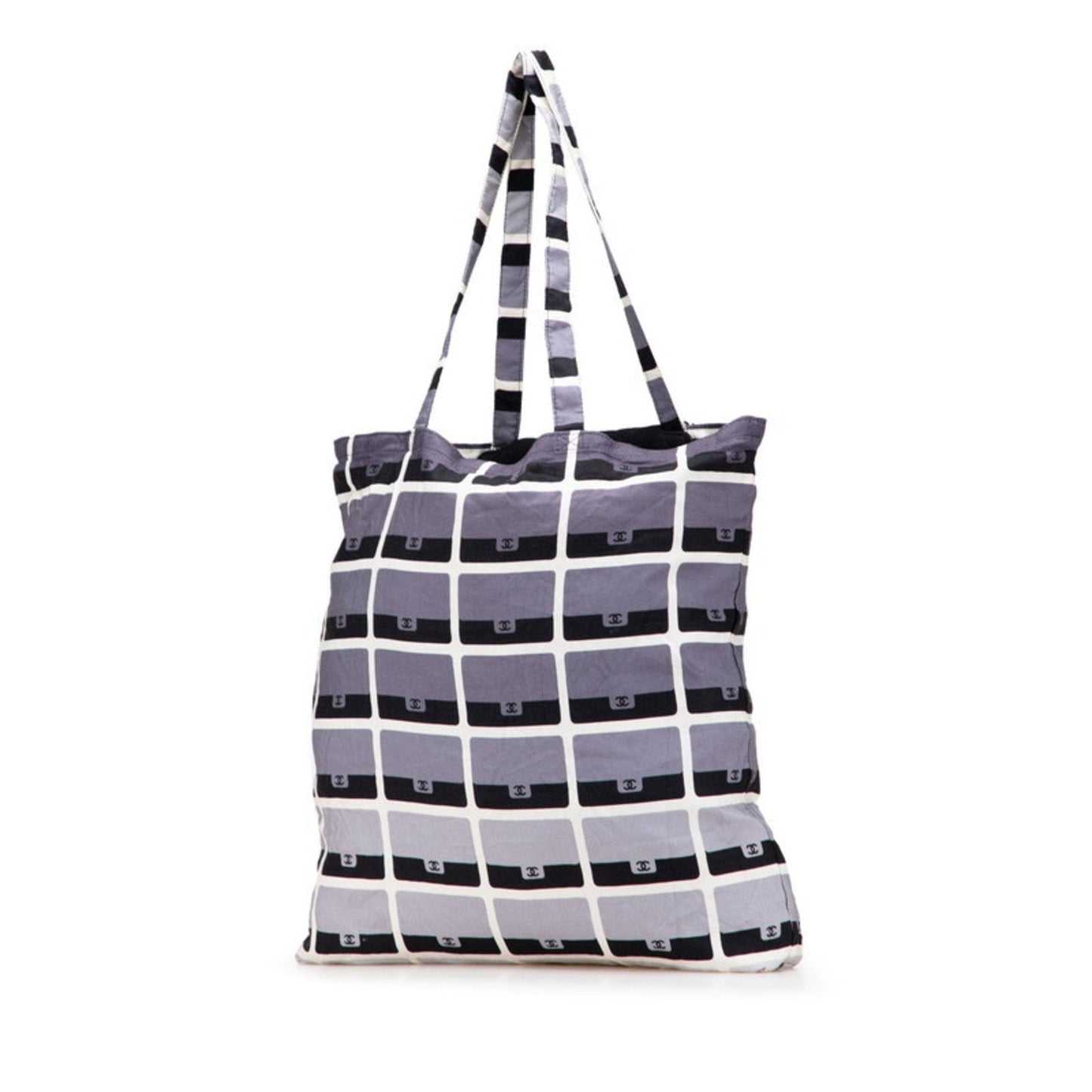 Chanel Matelasse Black Gray White Cotton Eco-Bag Shoulder Bag Tote Bag