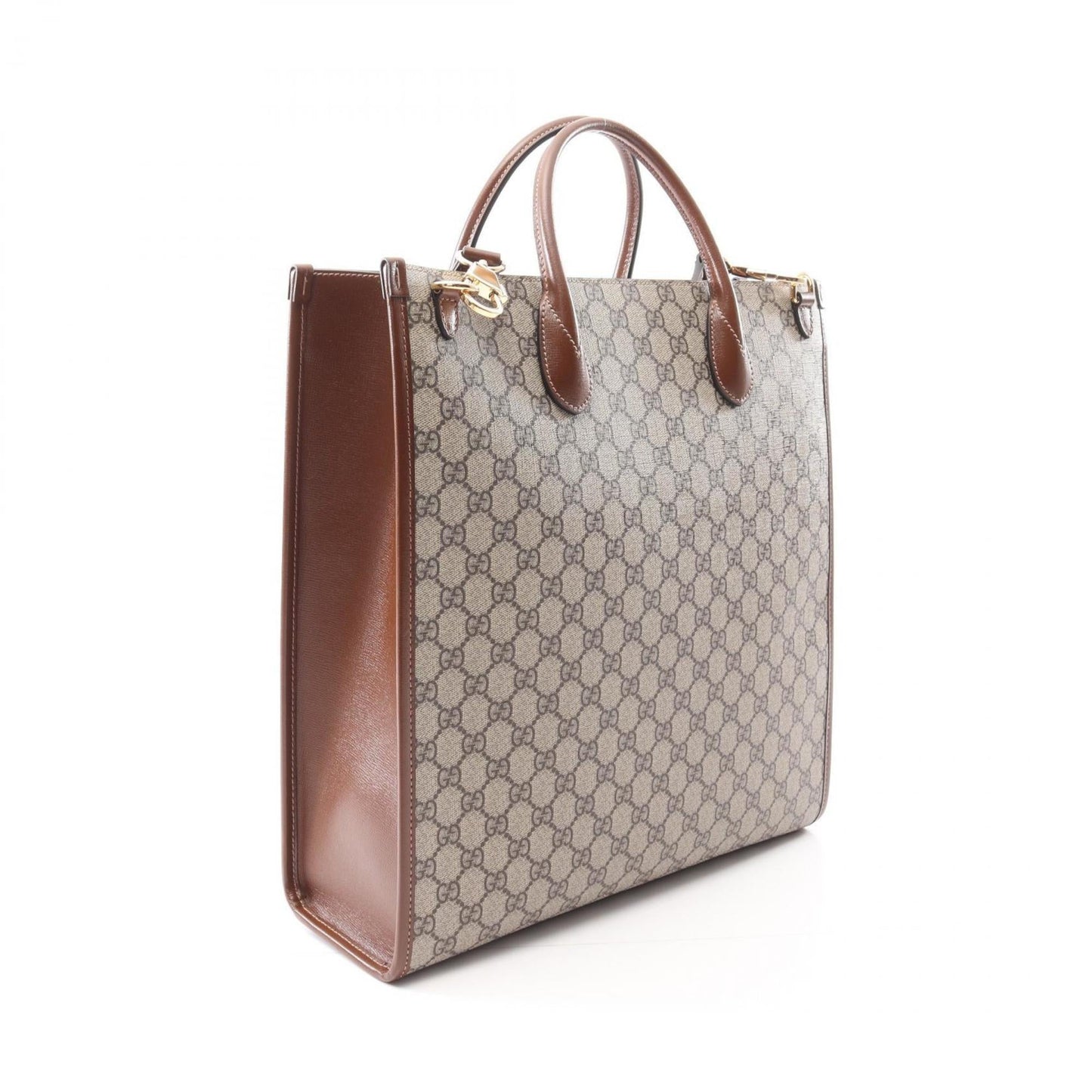 Gucci Beige Brown Coated Canvas Tote Bag