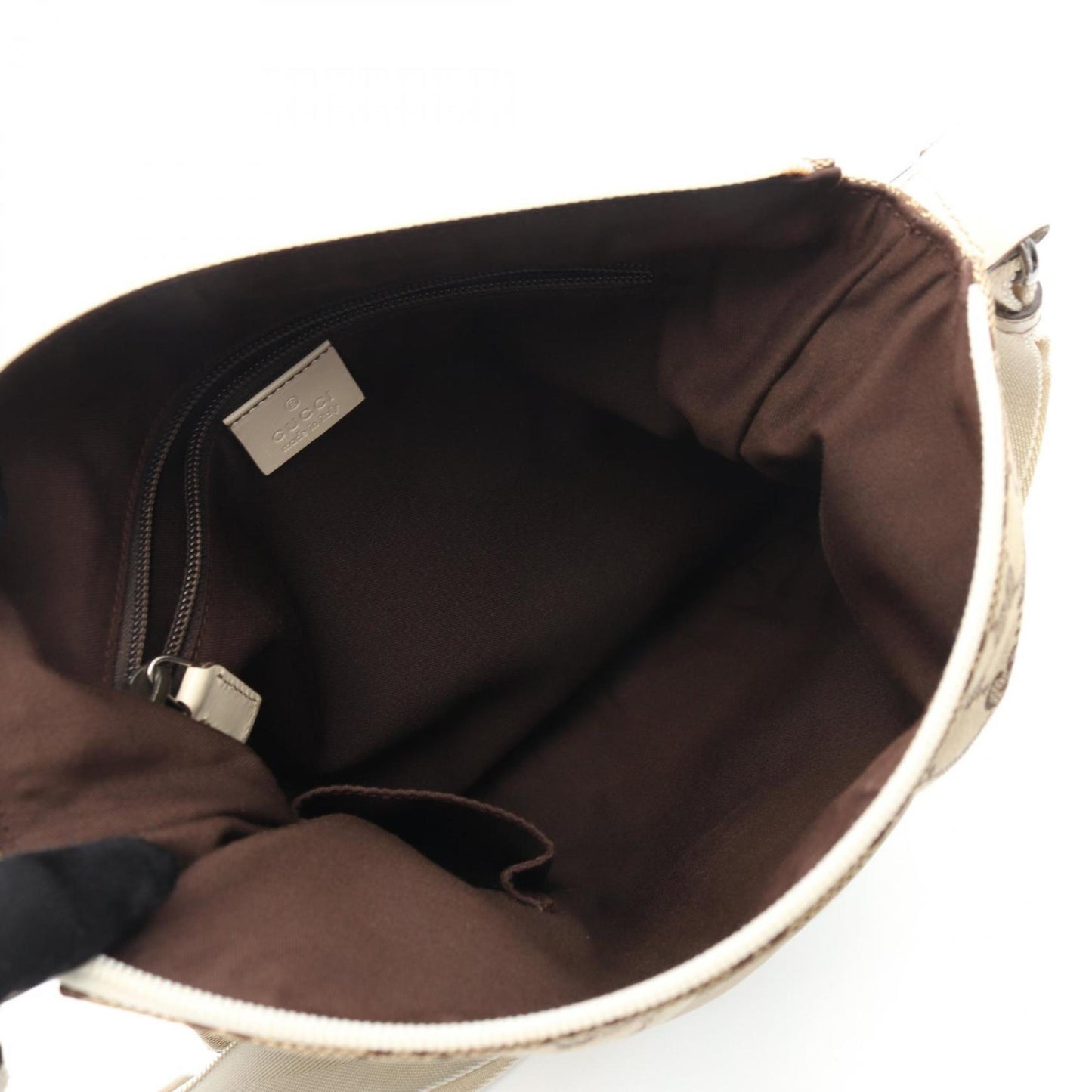 Gucci Beige White Gg Canvas Leather Shoulder Bag