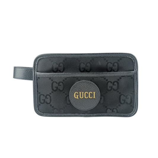 Gucci Black Nylon Canvas Leather Clutch Bag Handbag Pouch