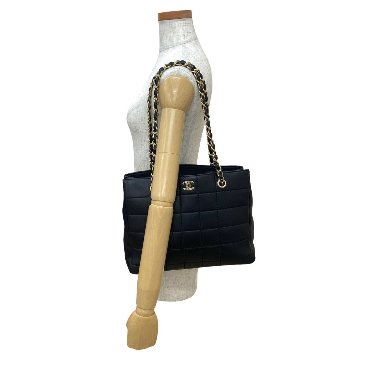 Chanel Black Leather Handbag Tote Bag