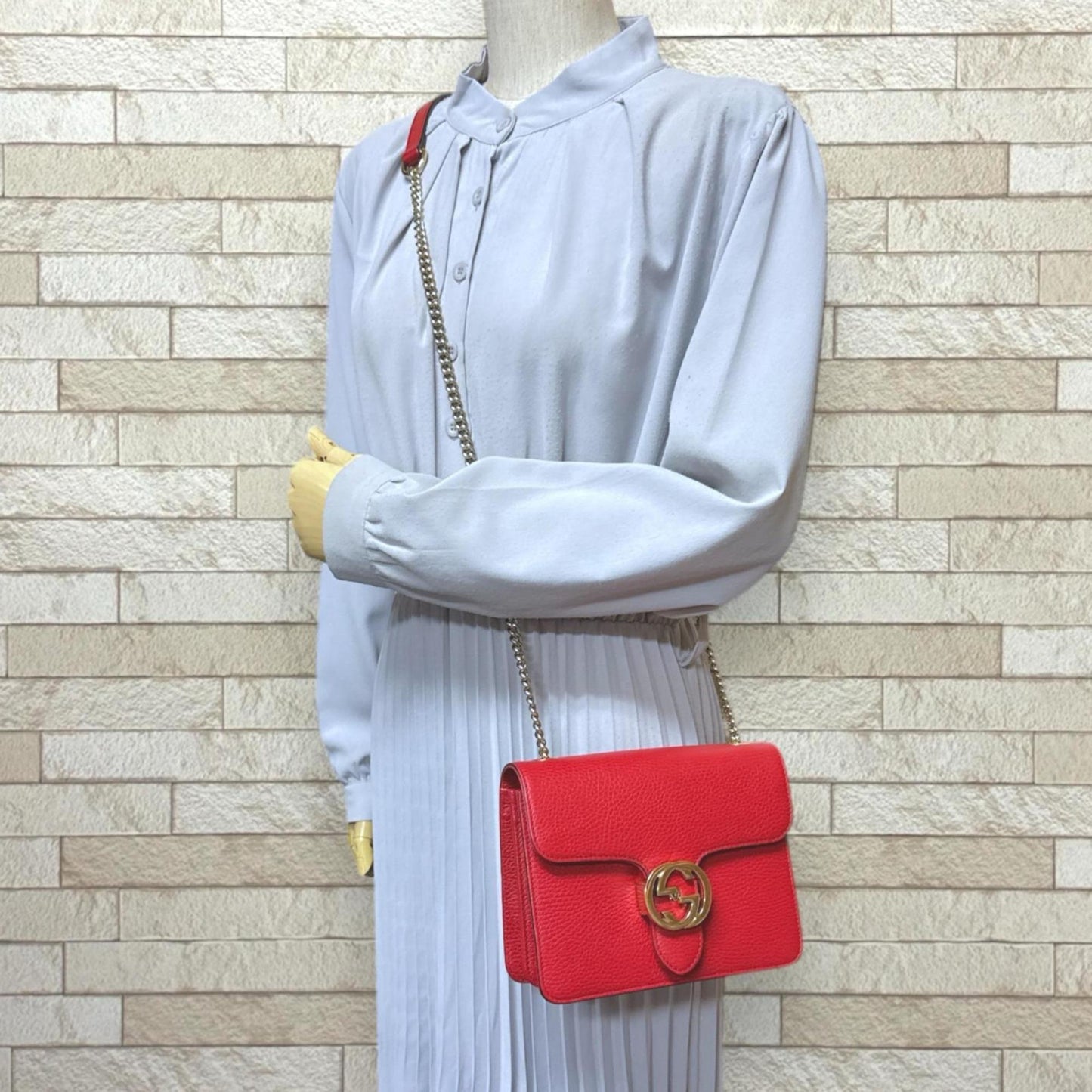 Gucci Red Color Leather Shoulder Bag