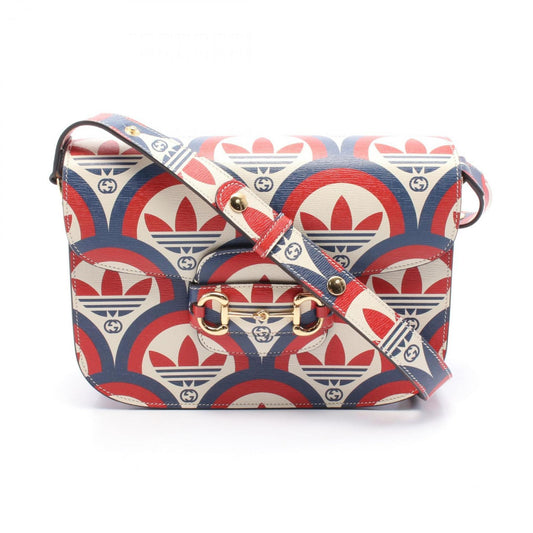 Gucci Ivory Navy Red Color Leather Shoulder Bag