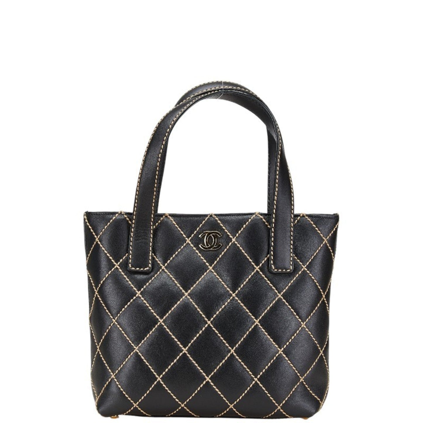 Chanel Wild Stitch Black Leather Tote Bag