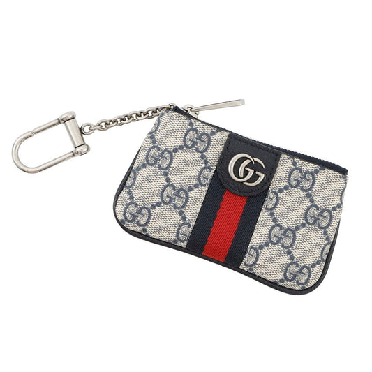 Gucci Gg Supreme Beige Navy Gg Supreme Leather Coin Purse/Coin Case