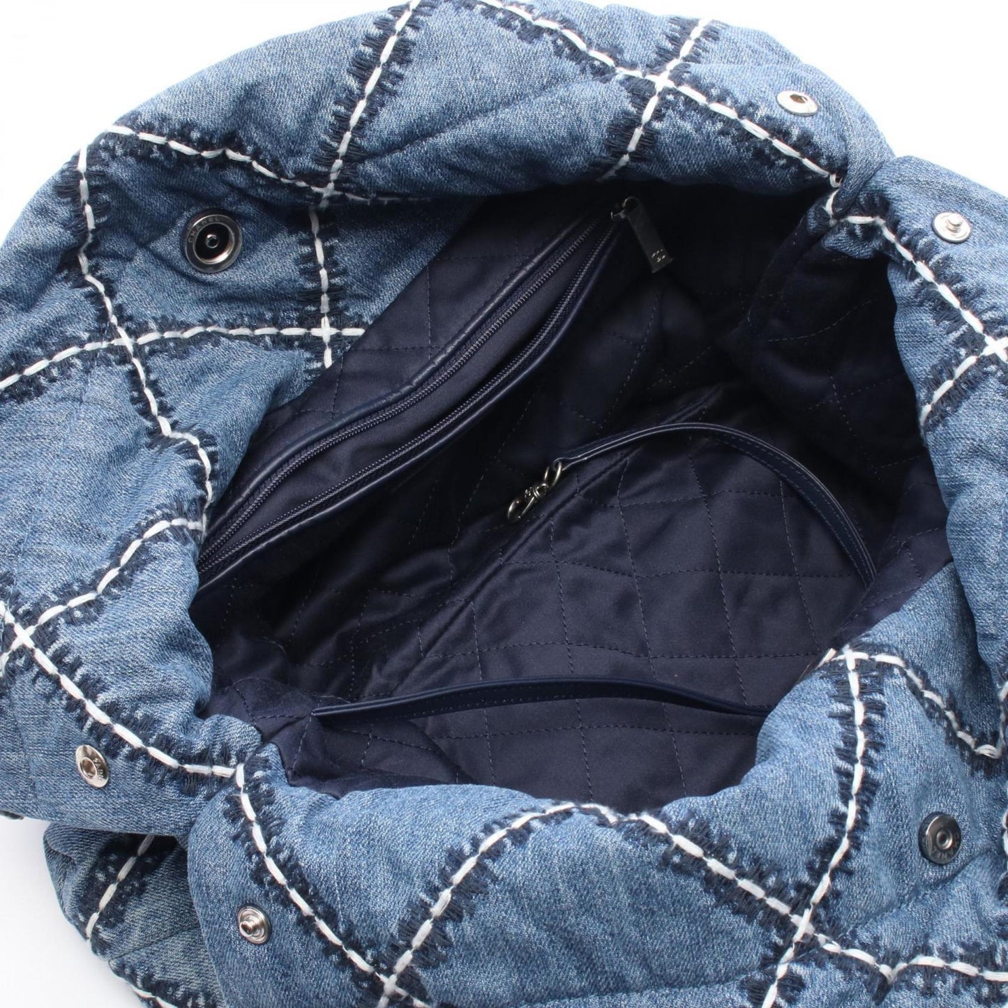 Chanel Navy Denim Leather Tote Bag