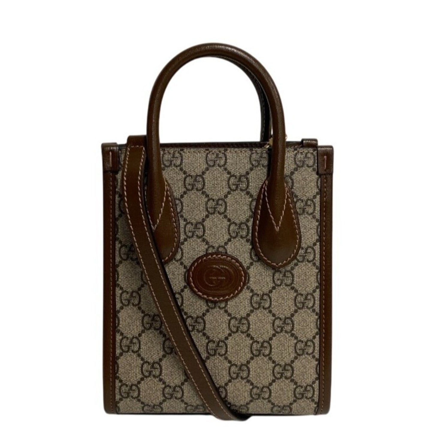 Gucci Brown Gg Supreme Canvas Leather/Webbing Tote Bag