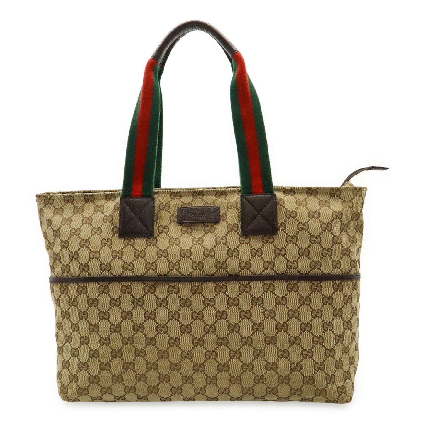 Gucci Beige Khaki Red Color Gg Canvas Leather Shoulder Bag Tote Bag