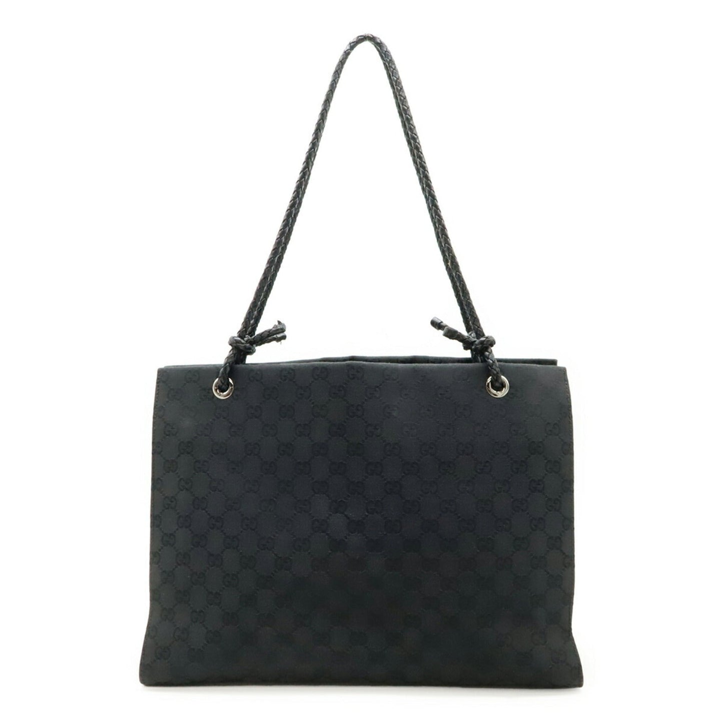 Gucci Black Canvas Leather Shoulder Bag Tote Bag