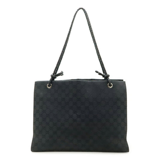 Gucci Black Canvas Leather Shoulder Bag Tote Bag