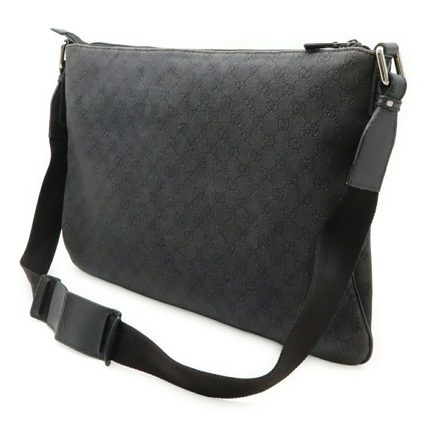 Gucci Black Canvas Leather Shoulder Bag