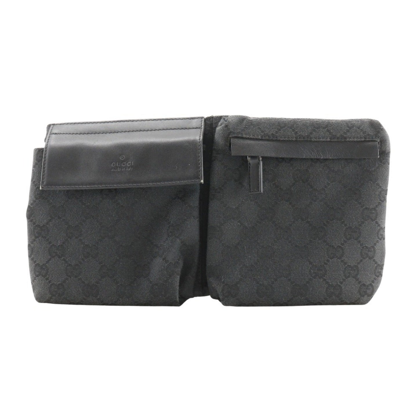 Gucci Black Gg Canvas Leather Sling Bag