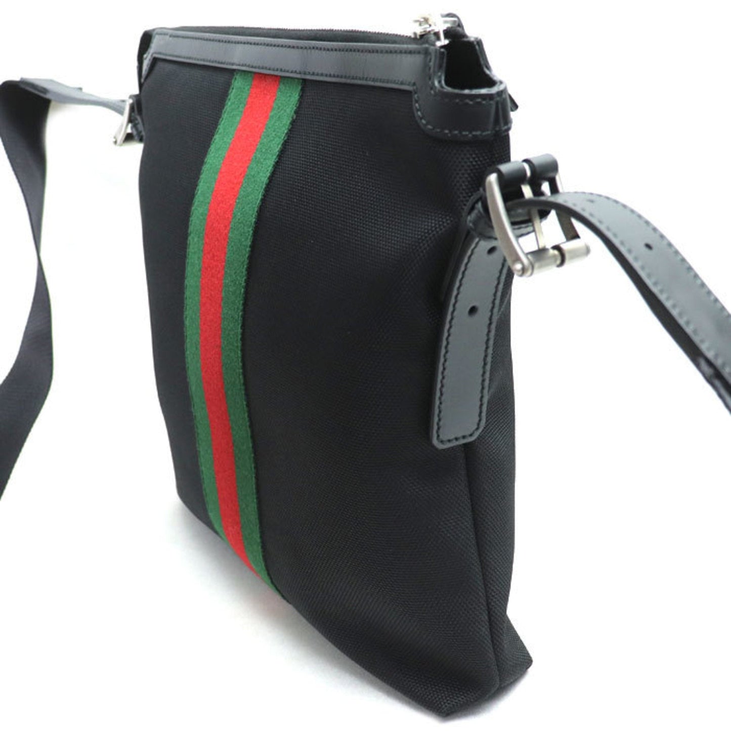 Gucci Black Canvas Leather Shoulder Bag