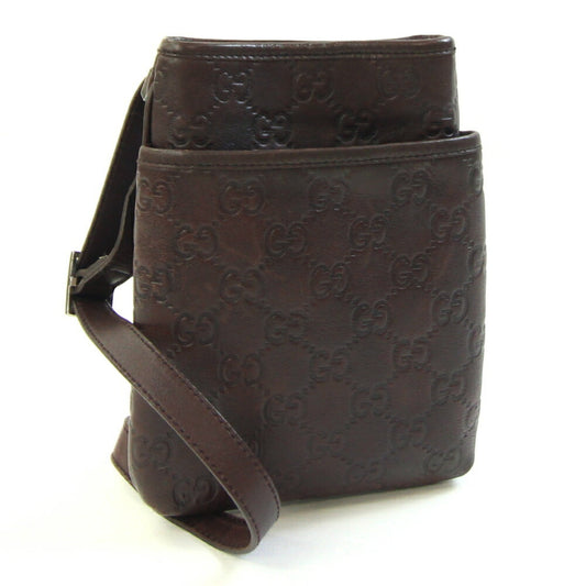Gucci Dark Brown Leather Pochette Shoulder Bag