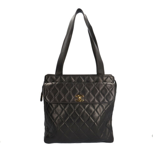 Chanel Matelasse Black Leather Tote Bag
