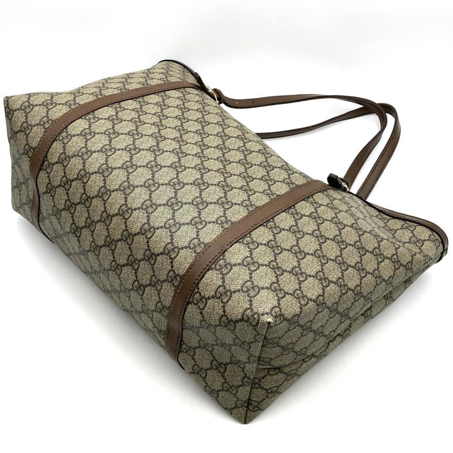 Gucci Brown Gg Supreme Leather Tote Bag