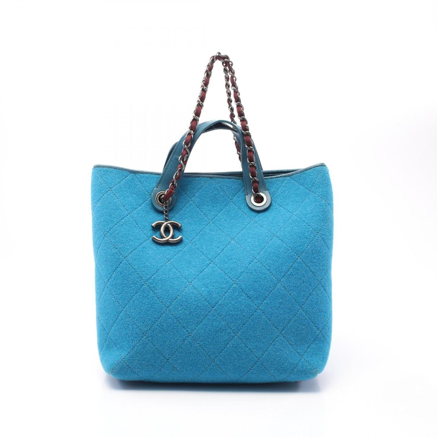 Chanel Blue Wool Leather Tote Bag
