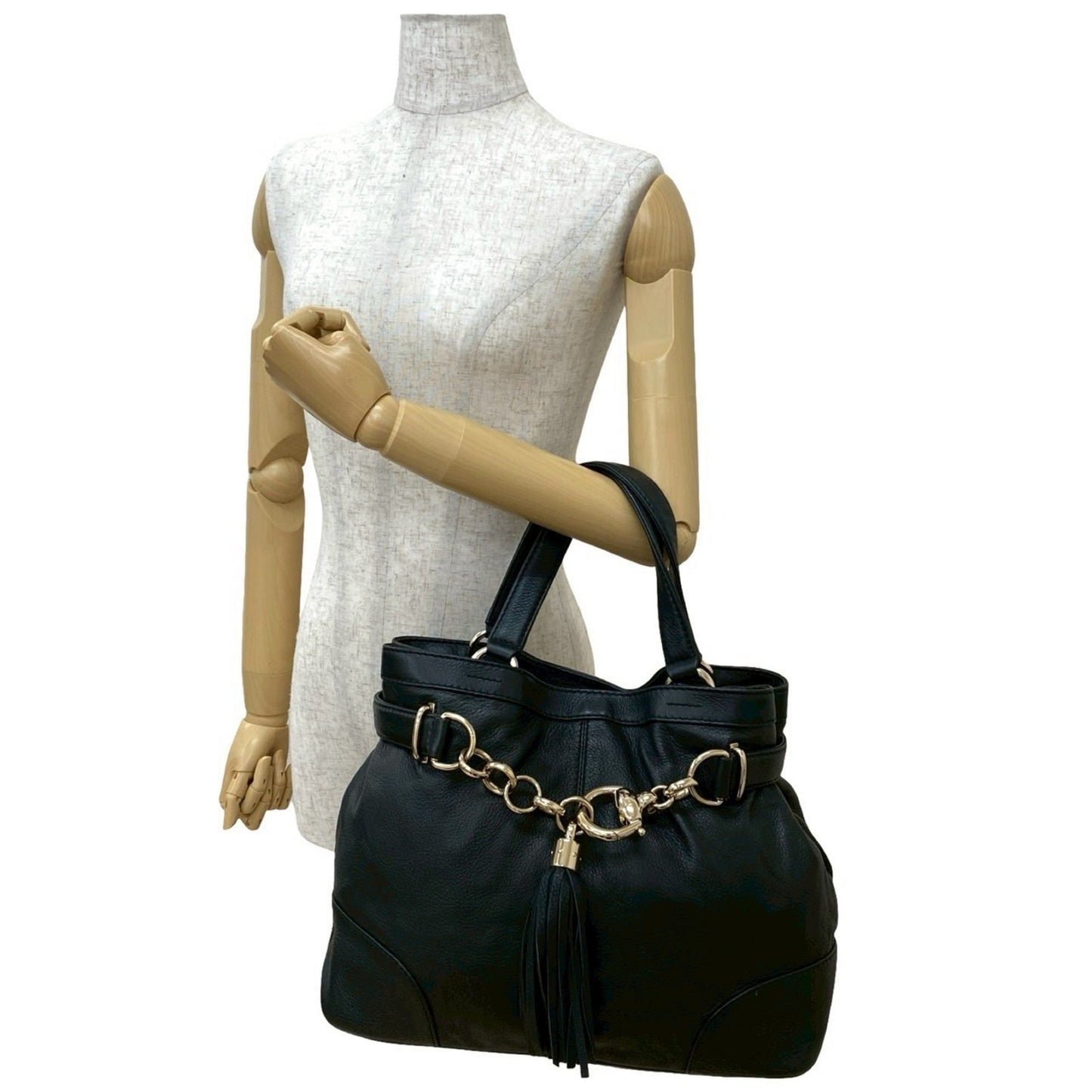 Gucci Black Leather Handbag Tote Bag