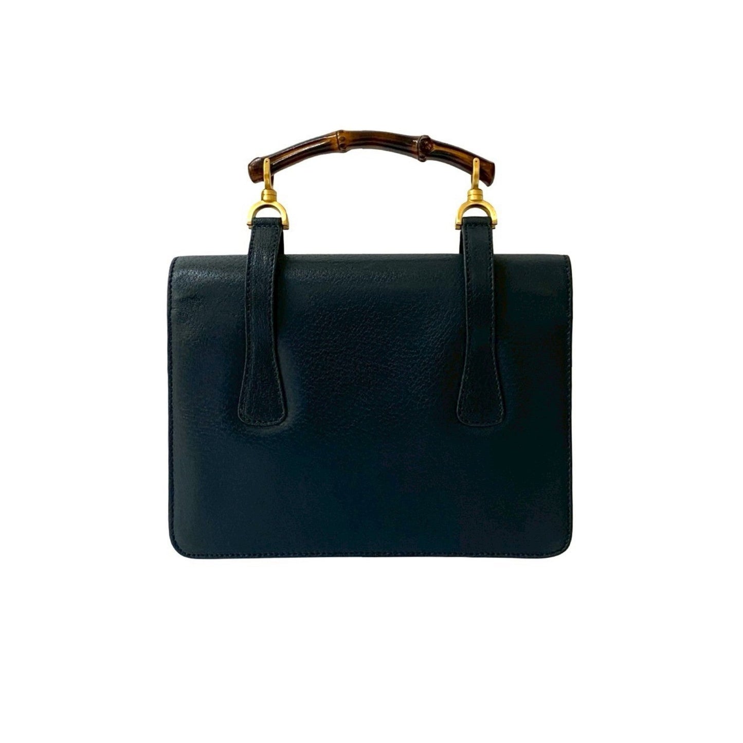 Gucci Navy Leather Bamboo Handbag Shoulder Bag