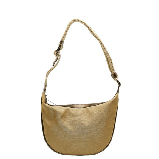 Gucci Gold Canvas Leather Shoulder Bag