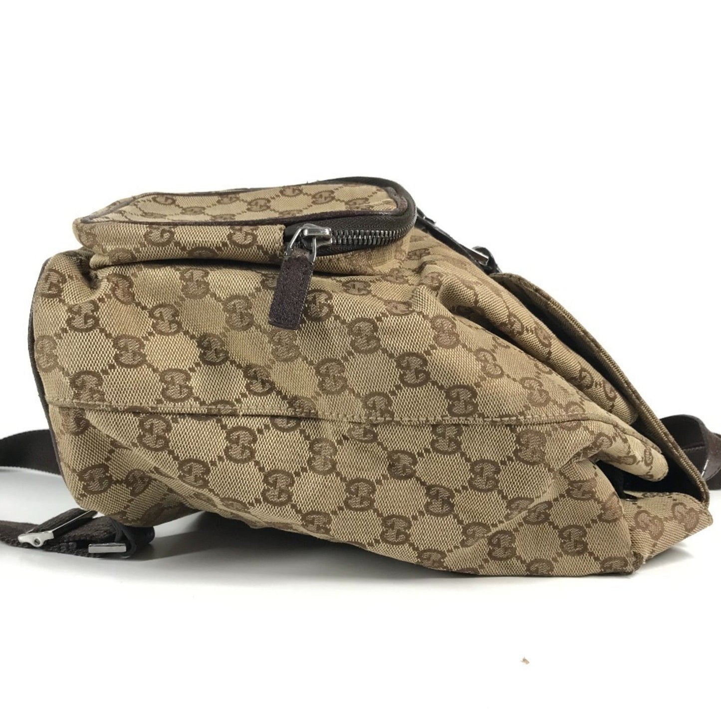 Gucci Beige Dark Brown Gg Canvas Backpack