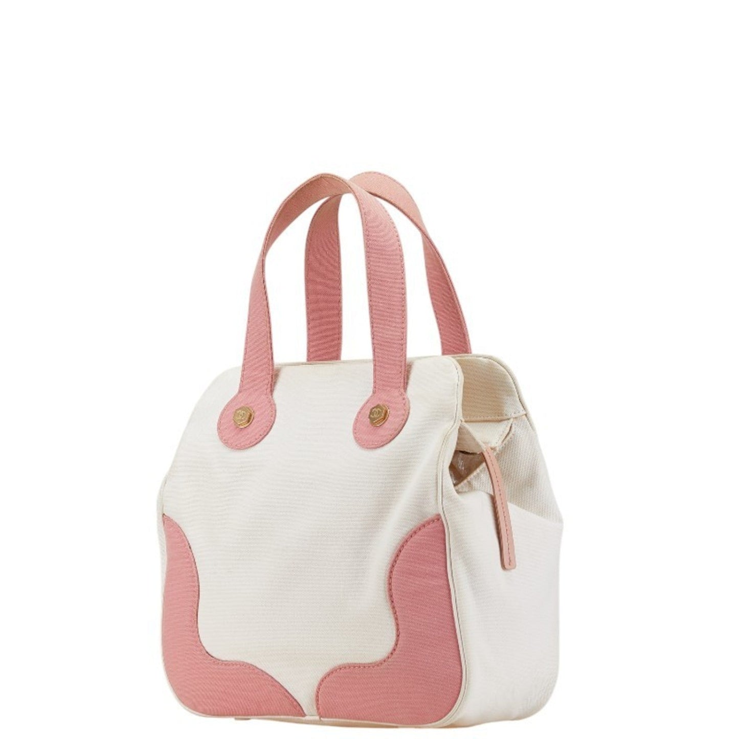 Chanel Pink White Canvas Handbag Tote Bag