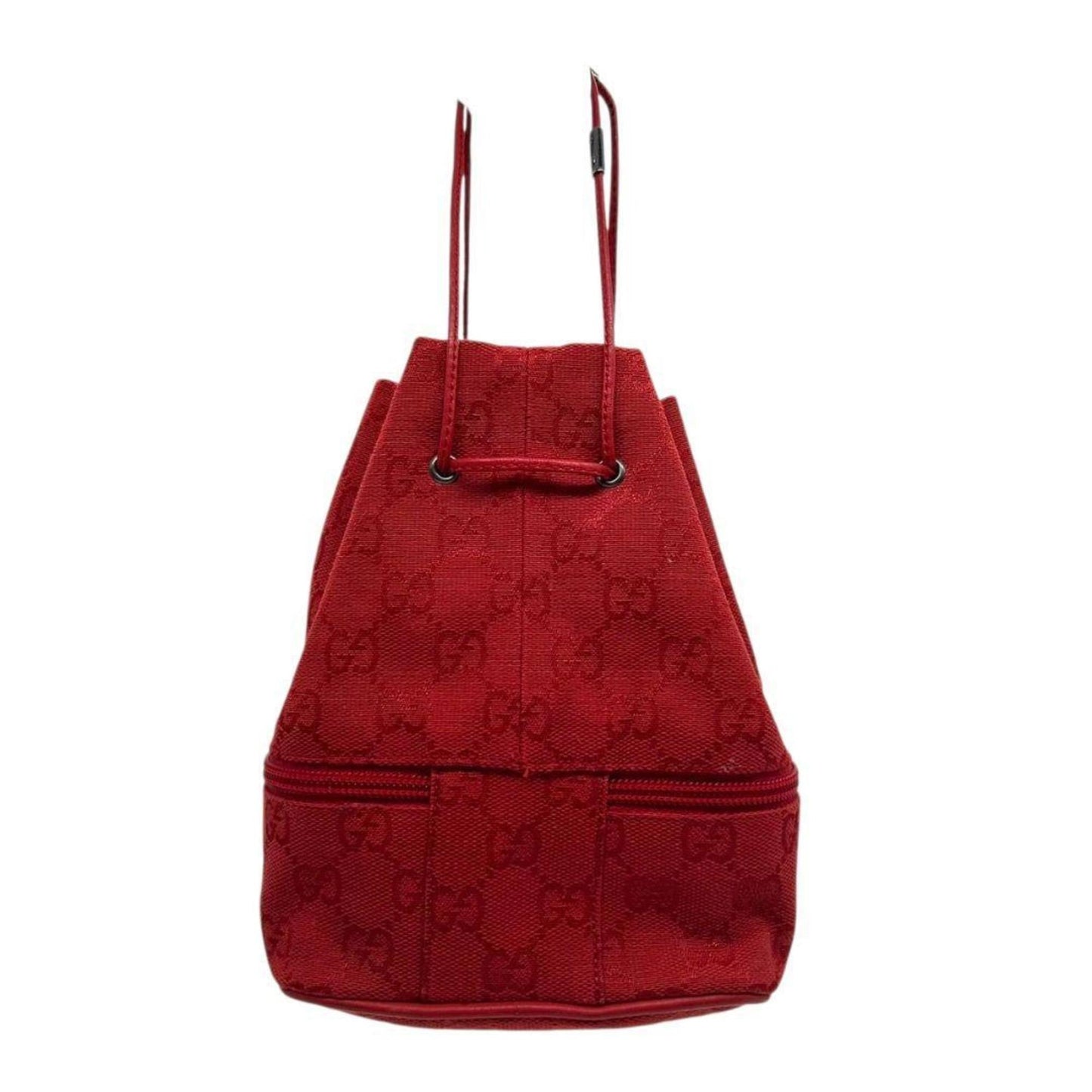 Gucci Red Color Canvas Leather Handbag Tote Bag