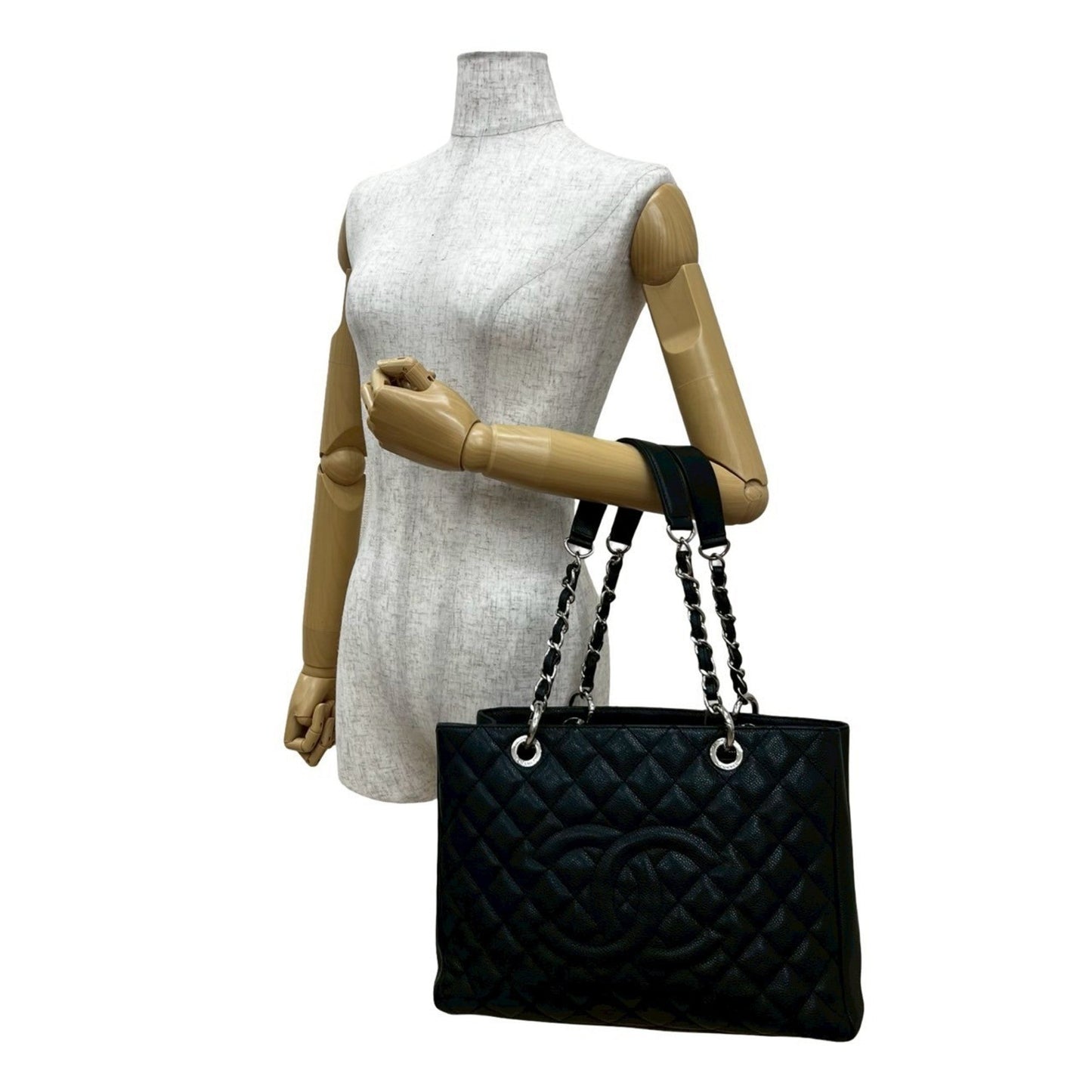 Chanel Black Grained Calfskin Shoulder Bag Tote Bag