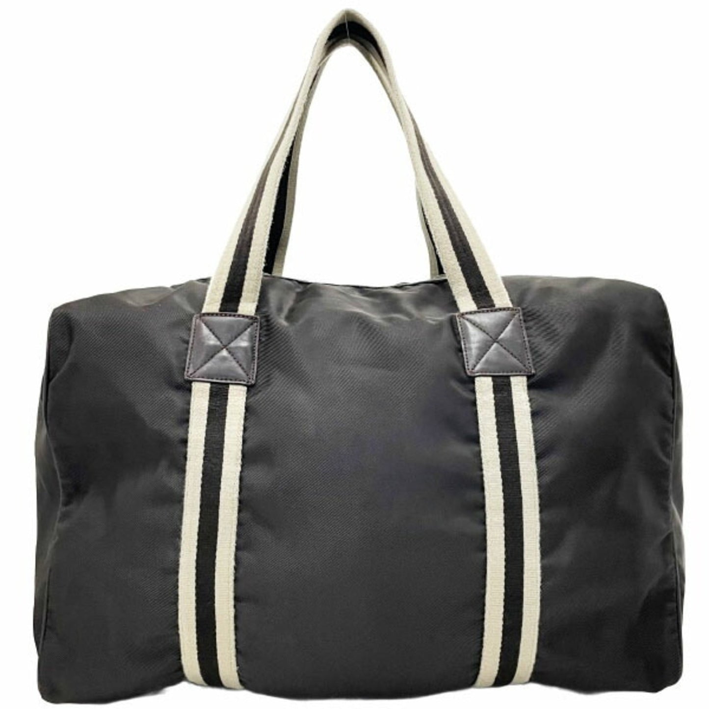 Gucci Beige Dark Brown Nylon Leather Boston Bag