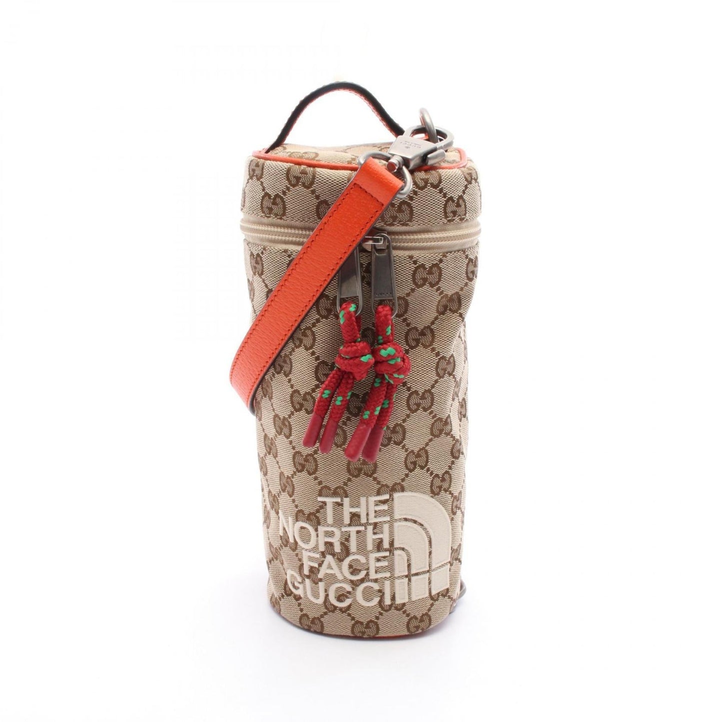 Gucci Beige Brown Orange Gg Canvas Leather Handbag