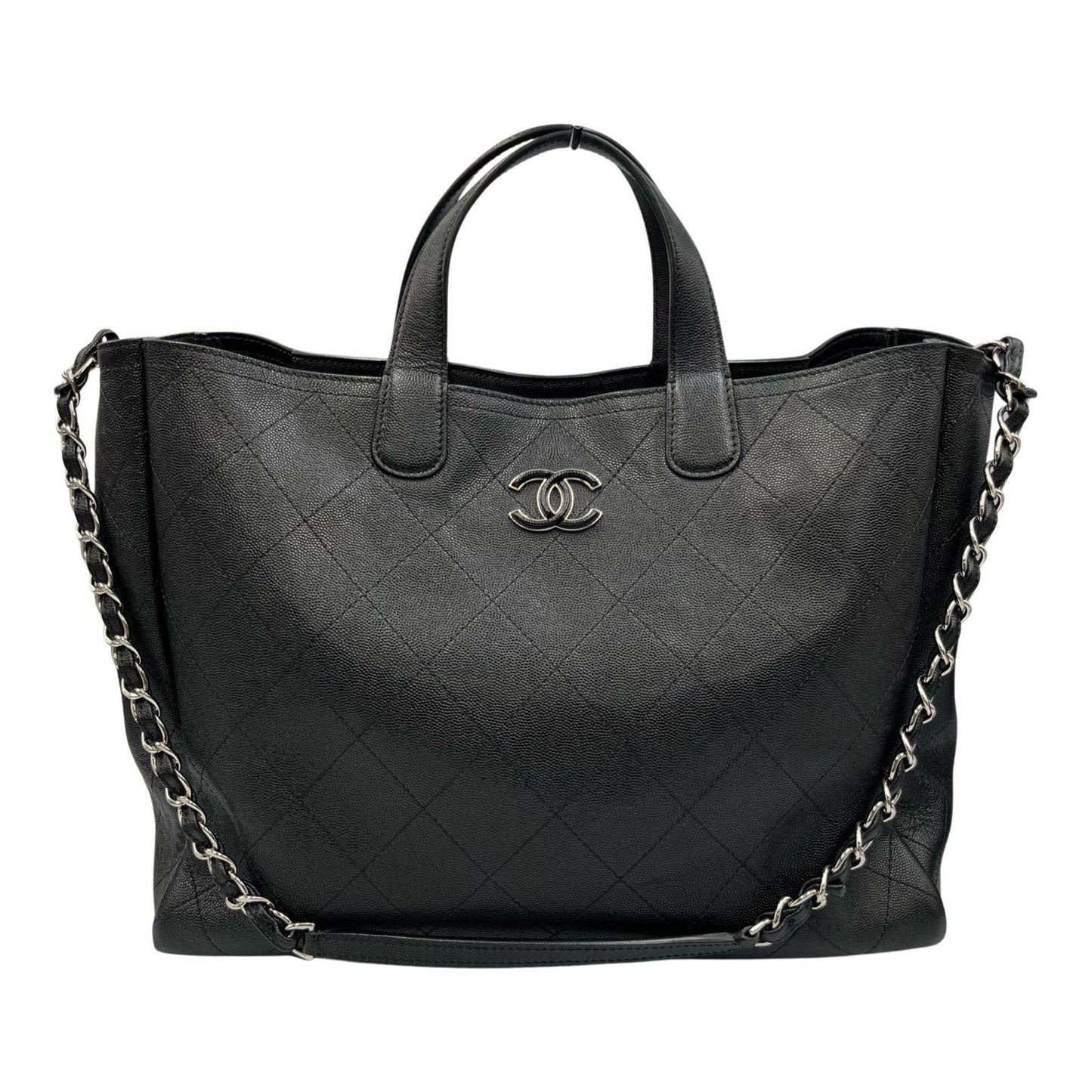 Chanel Black Grained Calfskin Shopping Bag Tote Bag