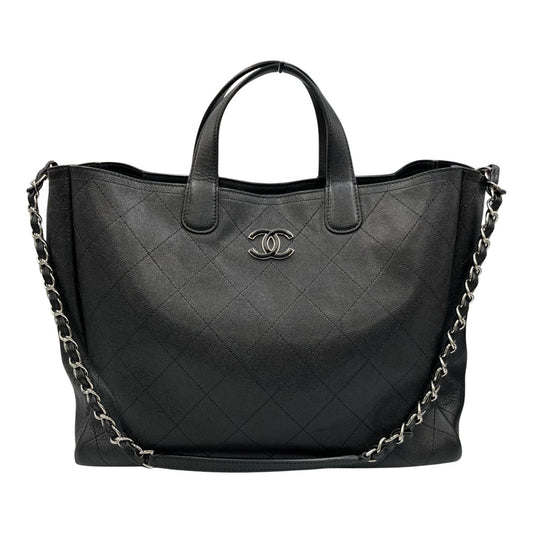 Chanel Black Grained Calfskin Shopping Bag Tote Bag