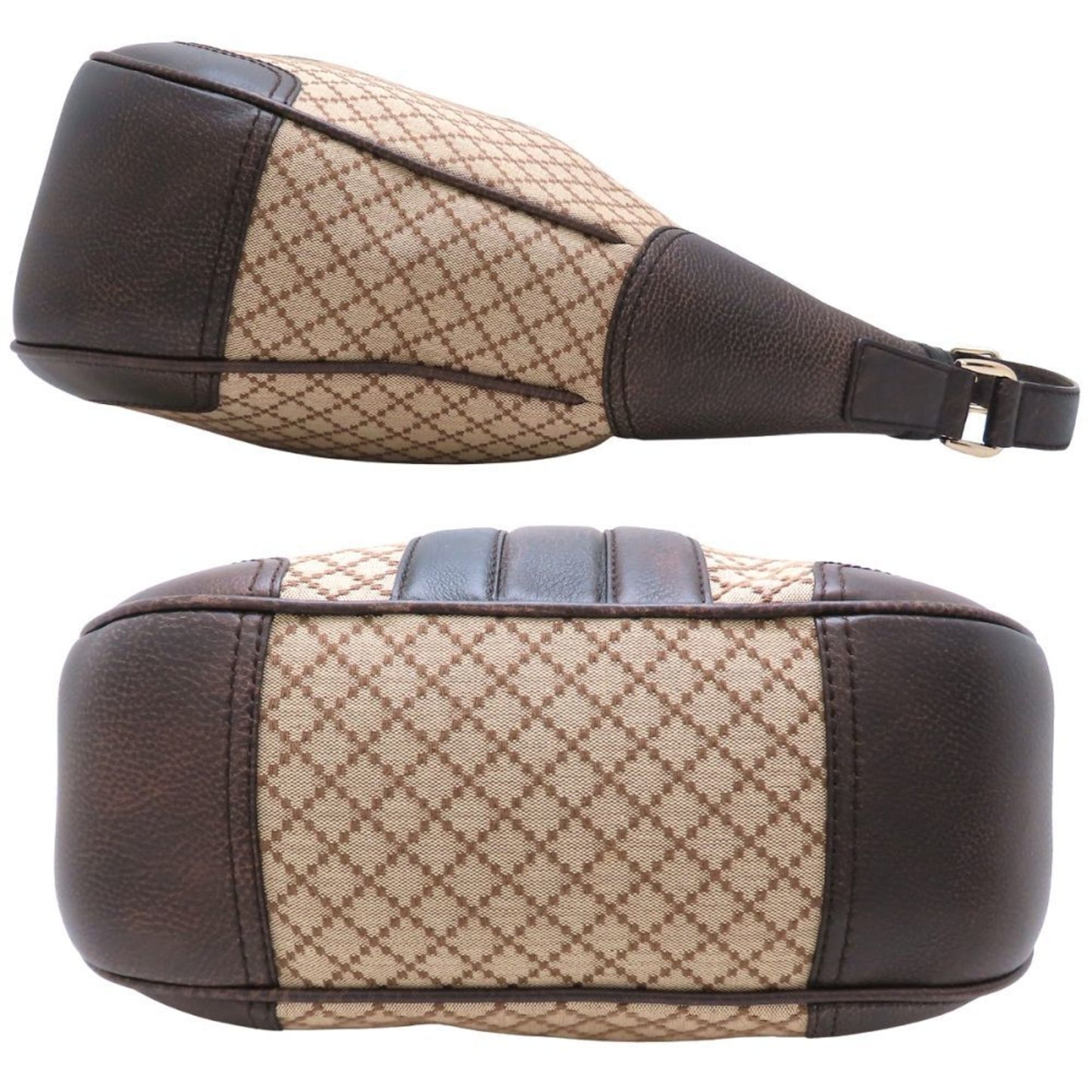 Gucci Diamante Beige Brown Canvas Leather Shoulder Bag