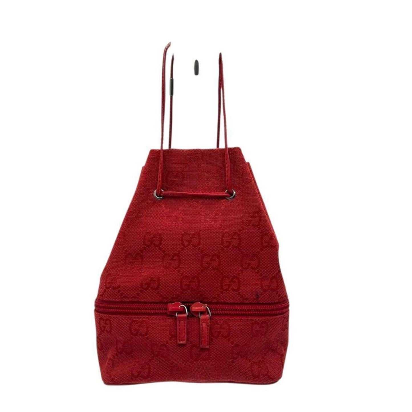 Gucci Red Color Canvas Leather Handbag Tote Bag
