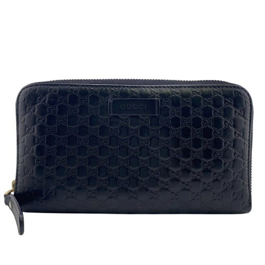 Gucci Microguccissima Black Leather Long Wallet (Bi-Fold)