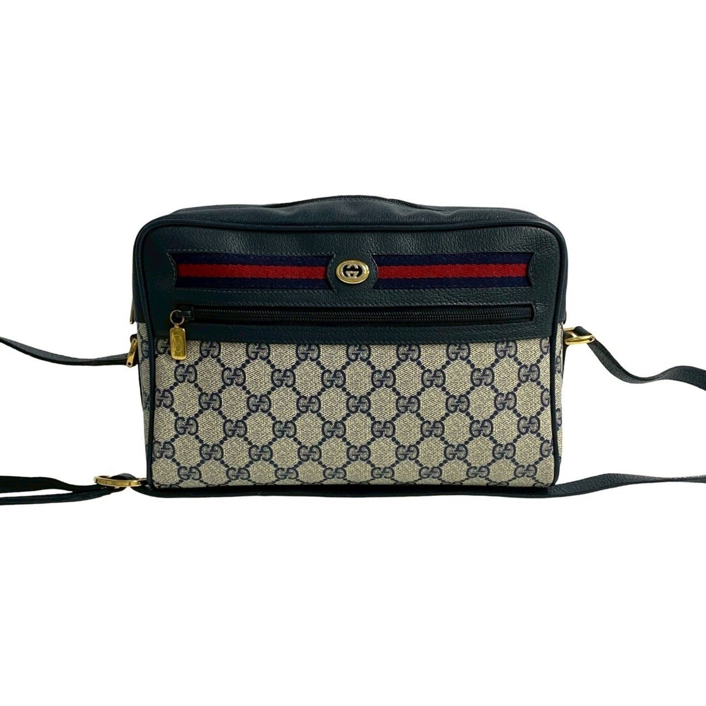 Gucci Navy Red Color Leather Pvc Pochette Shoulder Bag