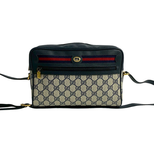 Gucci Navy Red Color Leather Pvc Pochette Shoulder Bag