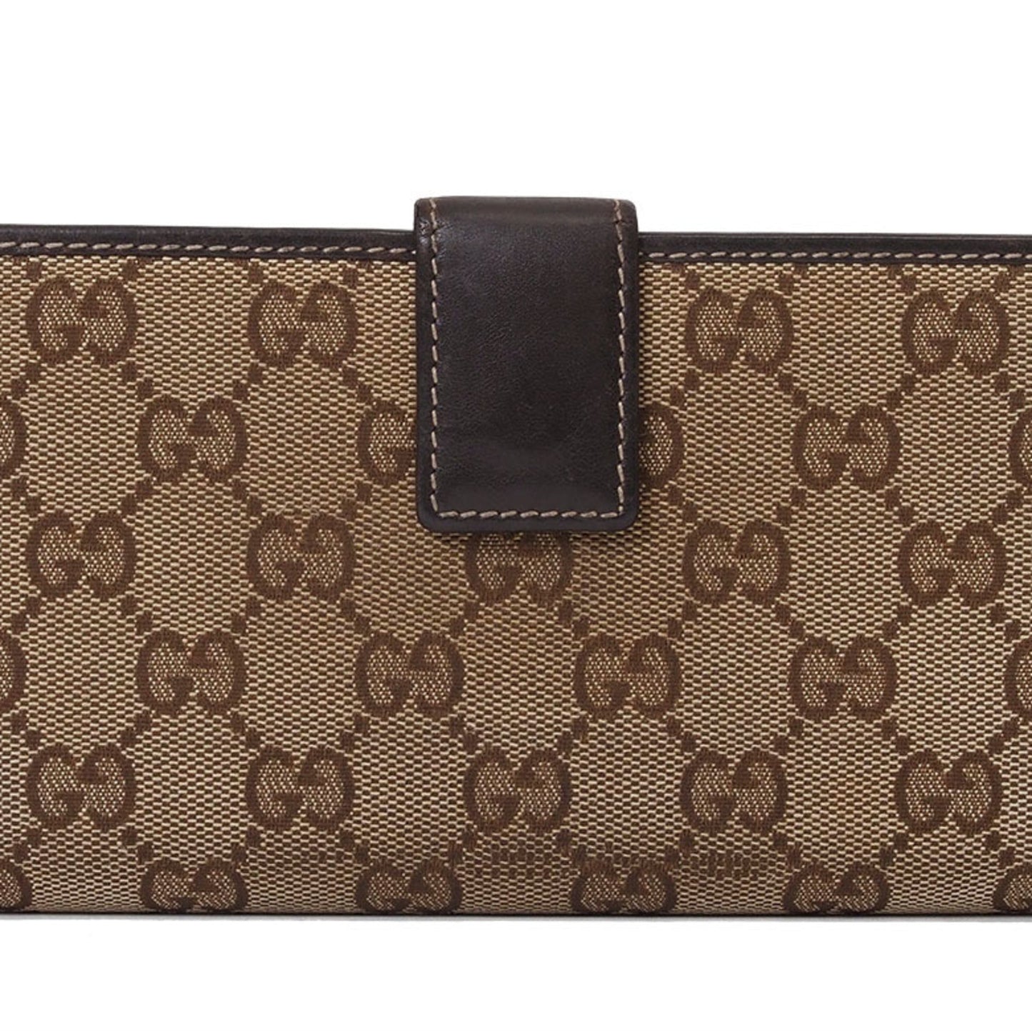 Gucci Brown Canvas Leather Long Wallet (Bi-Fold)