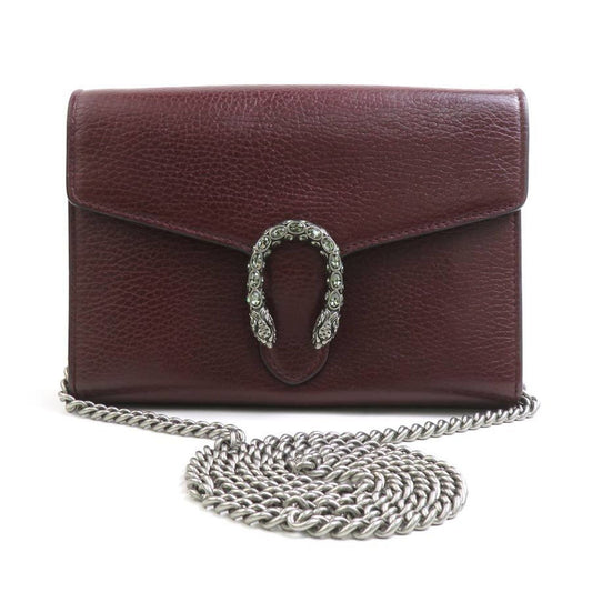 Gucci Bordeaux Leather Chain/Shoulder Wallet