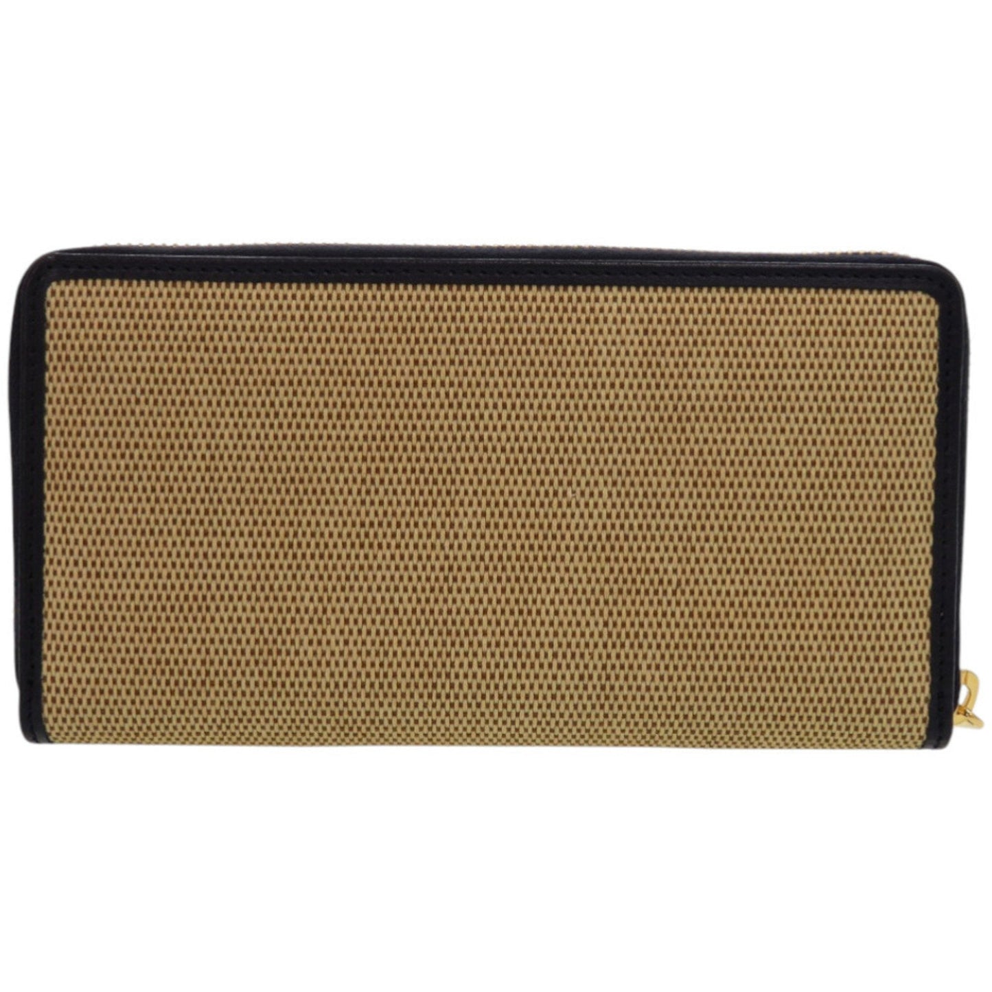 Gucci Beige Navy Canvas Leather Long Wallet (Bi-Fold)