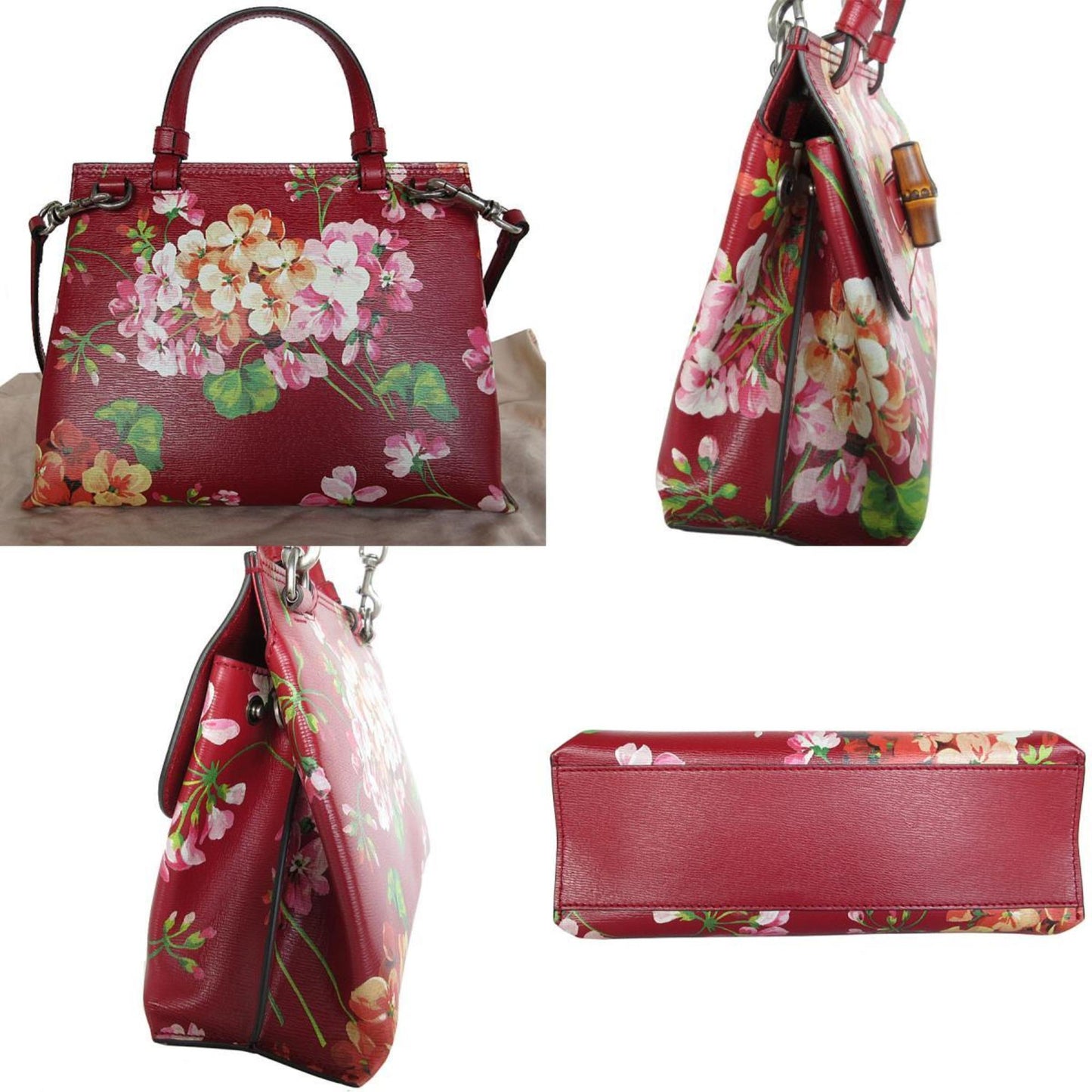 Gucci Burgundy Multi-Color Leather Handbag Shoulder Bag