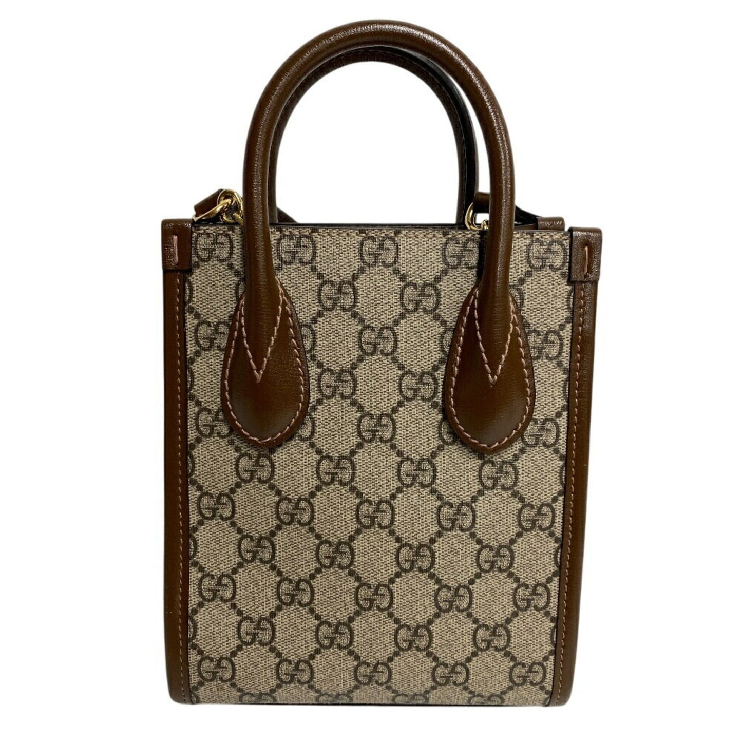 Gucci Brown Gg Supreme Canvas Leather/Webbing Tote Bag